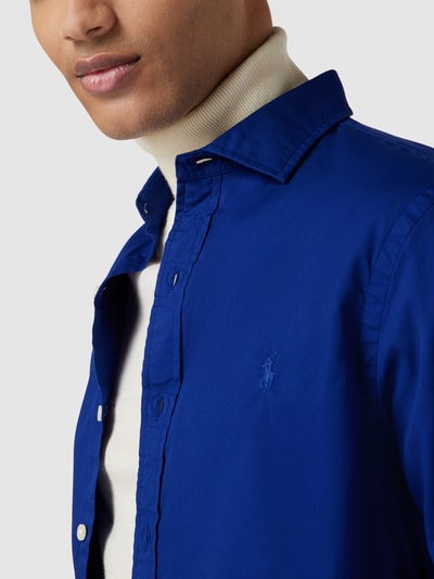 Polo Ralph Lauren Slim fit vrijetijdsoverhemd met logostitching Koningsblauw - 3