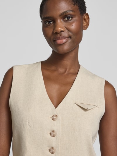 mbyM Linnen gilet met V-hals, model 'Flavio' Beige - 3
