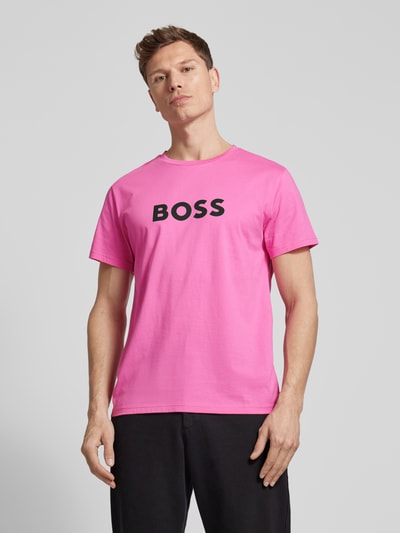 BOSS T-shirt met labelprint Felroze - 4