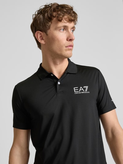 EA7 Emporio Armani Slim Fit Poloshirt mit Label-Print Black 3