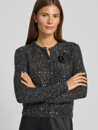 Marella Gebreid jack met pailletten, model 'SABA1' Antraciet - 3