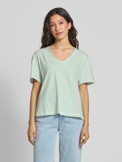 Tommy Hilfiger Relaxed fit T-shirt van een mix van linnen en katoen Lichtgroen - 4