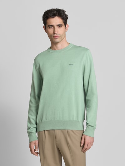 BOSS Regular fit gebreide pullover van puur katoen model 'UPCAS' Mintgroen - 4