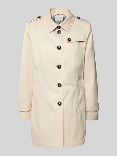 Produktfoto, Trenchcoat mit Ärmelriegeln von Fuchs Schmitt in Beige, Knopfleiste, Umlegekragen, Eingrifftaschen, Regular Fit, glatte Textur