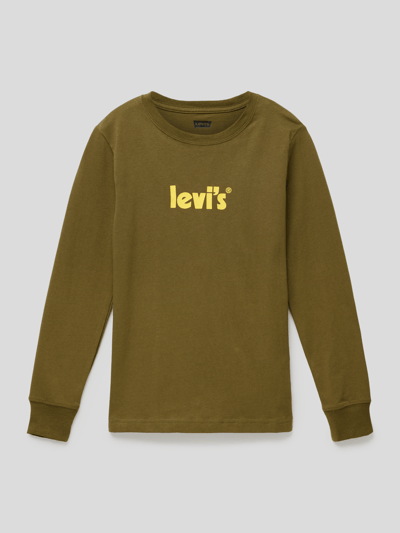 Levi’s® Kids Shirt met lange mouwen en labelprint, model 'POSTER' Olijfgroen - 1