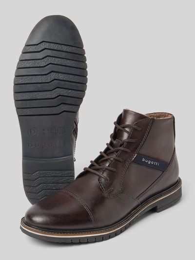 bugatti Schnürschuhe aus echtem Leder mit Logo-Print Modell 'CAJ' Mittelbraun 4