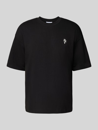 REVIEW T-shirt o kroju relaxed fit z okrągłym dekoltem Czarny 2