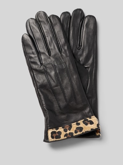 FI.NE Rękawiczki z imitacji skóry Czarny 1