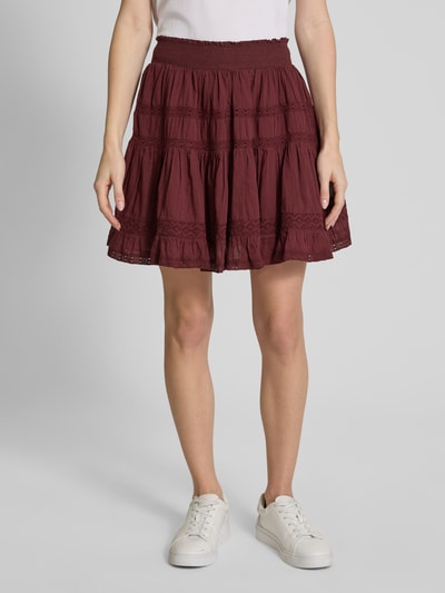 Neo Noir Minirok met gehaakt kant, model 'Callia' Bordeaux - 4