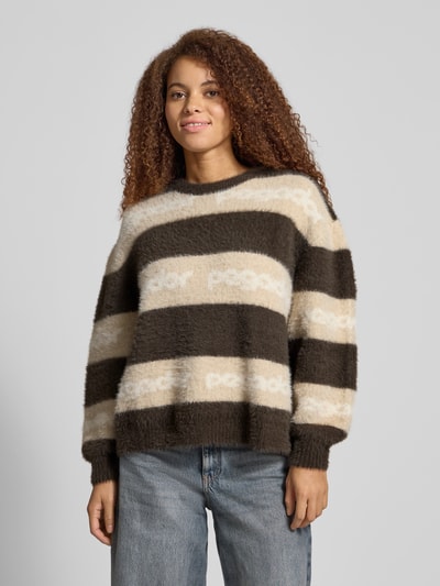 Pegador Oversized gebreide pullover van effectgaren, model 'VINCENZA' Middenbruin gemêleerd - 4