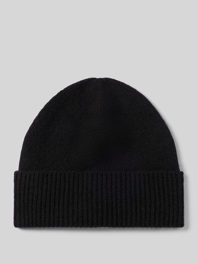 Productfoto, zwarte Strickmütze aus reinem Kaschmir met Brede omslag van Christian Berg Men, zachte textuur, Heren