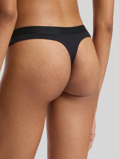 HUGO Stringi z detal z logo 'HUGO HEART THONG' Czarny 5
