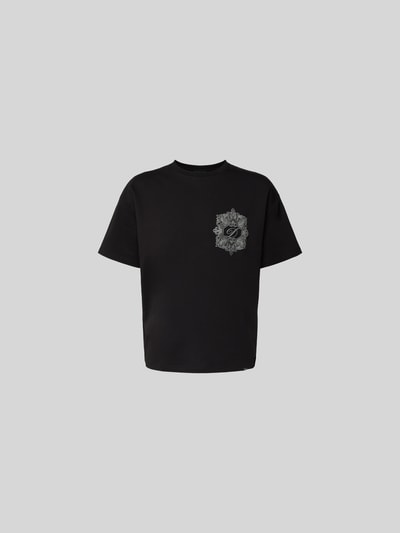 Produktfoto, Regular Fit T-Shirt aus Baumwoll-Mix von Don’t Waste Culture, schwarz, Rundhalsausschnitt, Label-Detail, kurzärmelig, Herren T-Shirt