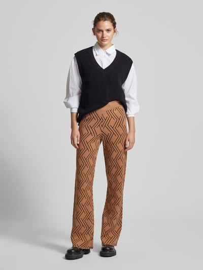 Only Baggy fit stoffen broek met elastische band, model 'ANNY' Camel - 1