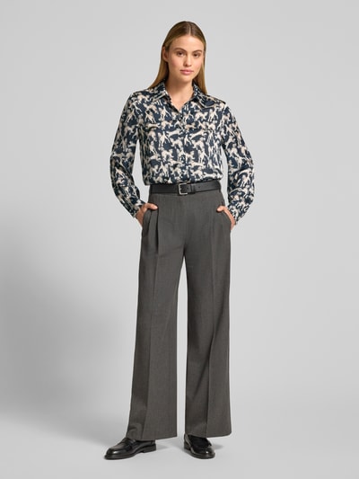 Jake*s Collection Relaxed Fit Hemdbluse mit Allover-Animal-Print Dunkelblau 1