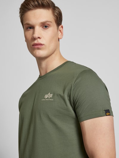 Alpha Industries T-shirt z nadrukiem z logo model ‘BASIC’ Zielony 3