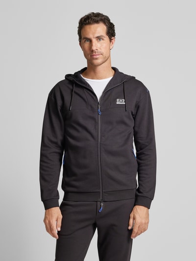 EA7 Emporio Armani Sweatjack met labeldetail, model 'NATURAL VENTUS' Marineblauw - 4