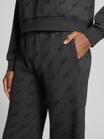 HUGO Spodnie dresowe o kroju regular fit z mieszanki bawełny model ‘LOKKY’ Czarny 3