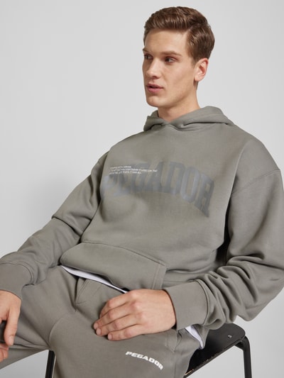 Pegador Oversized hoodie met labelprint, model 'GILFORD' Middengrijs - 3