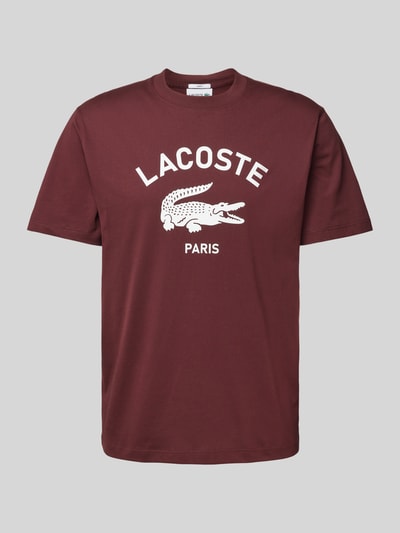 Lacoste T-shirt z nadrukiem z logo Bordowy 2