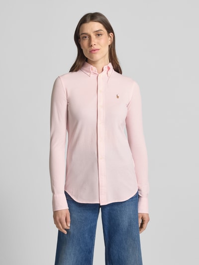 Polo Ralph Lauren Slim fit overhemdblouse met button-downkraag Felroze - 4
