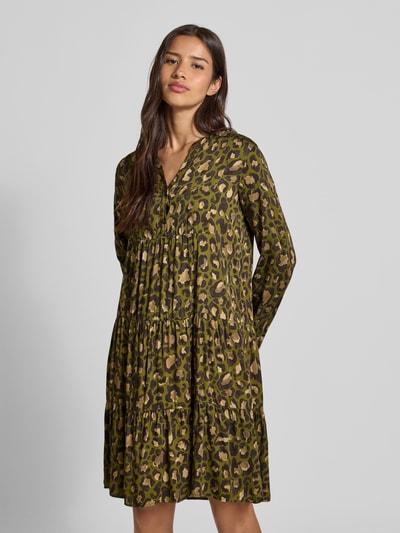 Milano Italy Knielanges Kleid mit Tunikakragen Khaki 4