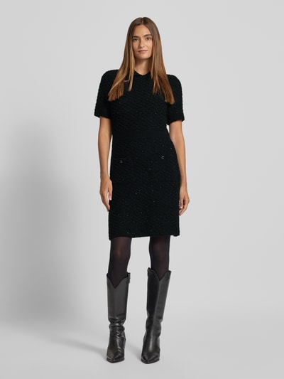 Marc Cain Knielange jurk met alpaca en pailletten Zwart - 1