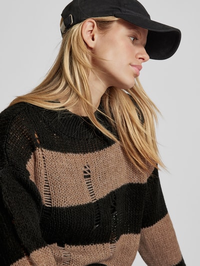 Only Oversized Pullover mit Strickmuster Modell 'MAYA' Black 3