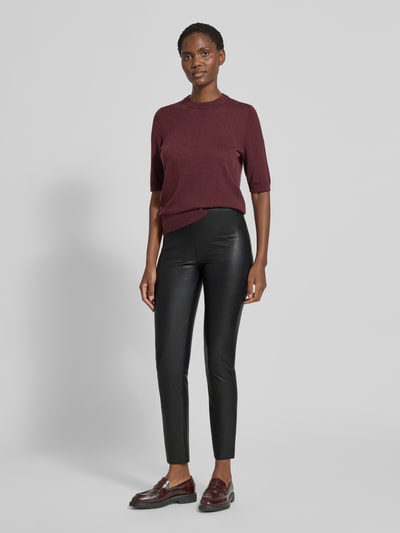 Raffaello Rossi Skinny fit broek in leerlook, model 'RESA' Zwart - 1