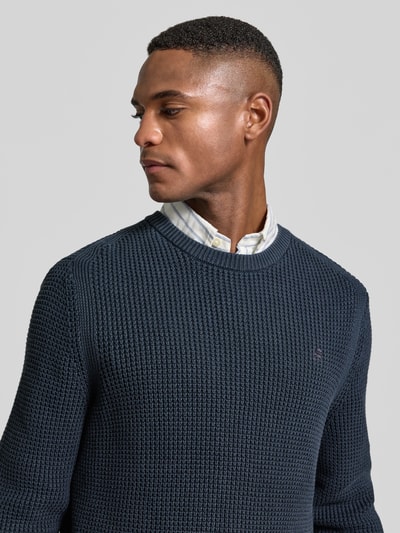 Lerros Sweter o kroju regular fit z imitacji dzianiny Granatowy 3