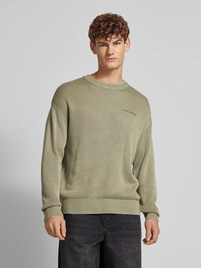 Pegador Oversized Strickpullover mit Label-Stitching Oliv 4