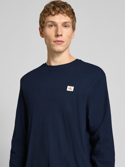 Calvin Klein Jeans Shirt met lange mouwen en structuurmotief Marineblauw - 3