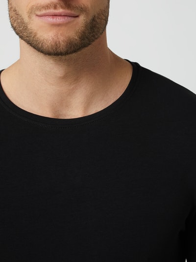 Casual Friday Slim fit T-shirt met stretch, model 'David' Zwart - 3