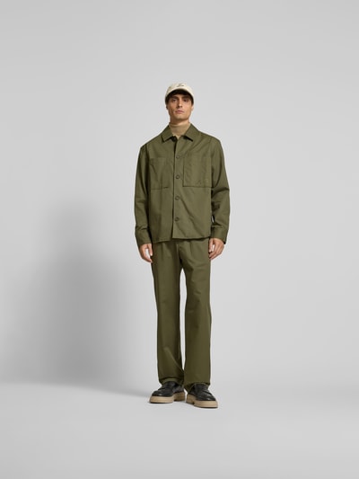 MAISON KITSUNE Stoffhose mit elastischem Bund Khaki 1