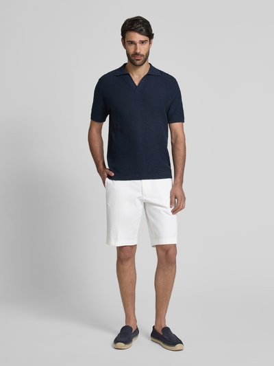 bugatti Regular fit korte chino met ceintuurlussen, model 'Flat' Wit - 1