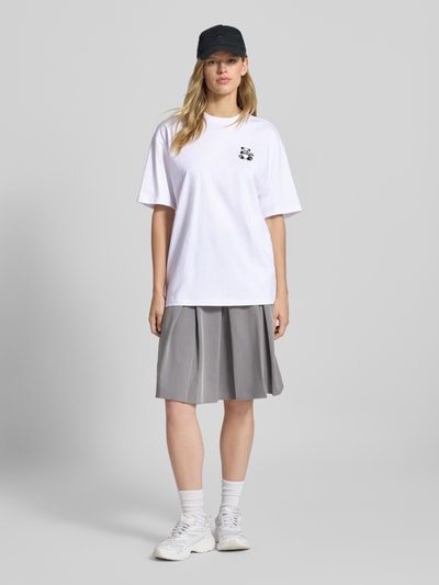 Review Oversized T-shirt met motiefstitching Wit - 1