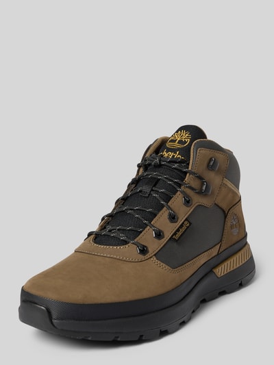 Timberland Kozaki sznurowane z detalami z logo Oliwkowy 1