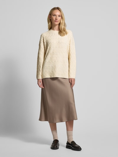 Vero Moda Comfort Fit Strickpullover mit Struktur-Strick Modell 'ELYA' Ecru 1