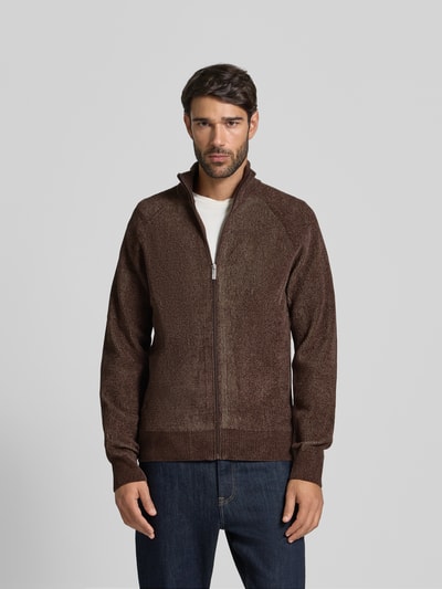JAKE*S STUDIO MEN Cardigan met opstaande kraag en ritssluiting Chocoladebruin - 4