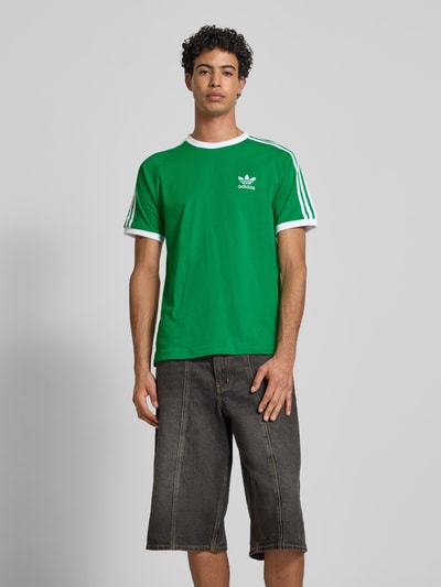 adidas Originals T-shirt met geribde ronde hals Groen - 4