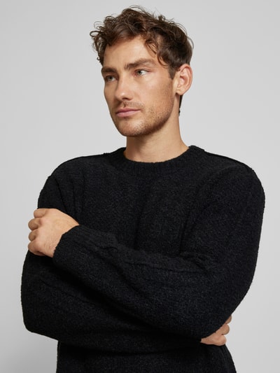 ELIAS RUMELIS Gebreide pullover met ribboorden, model 'Fionn' Zwart - 3