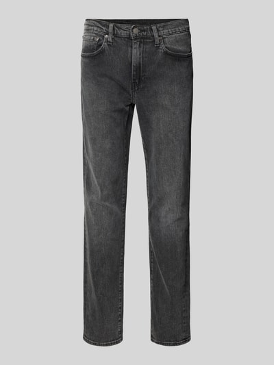Produktfoto, Jeans mit 5-Pocket-Design von Levi's®, schwarze Baumwoll-Elasthan-Mix Slim-Fit Herren Jeans, glatte Textur, Knopf- und Reißverschluss, Bundweite 42 cm, Innenbeinlänge 80 cm, klassische Form