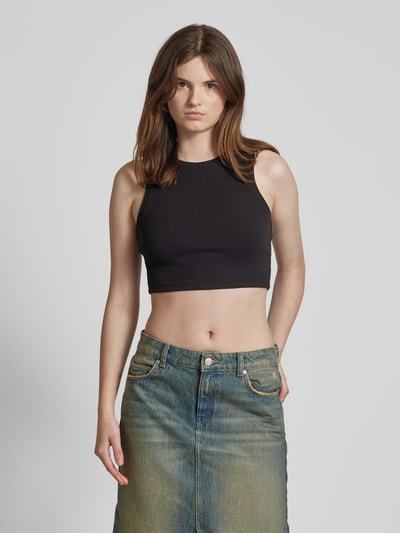 Only Crop Top mit Rundhalsausschnitt Modell 'VILMA' Black 4