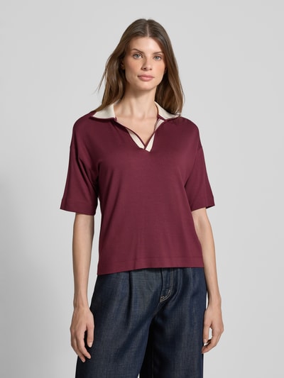 OPUS T-shirt met platte kraag en V-hals, model 'Soffice' Bordeaux - 4