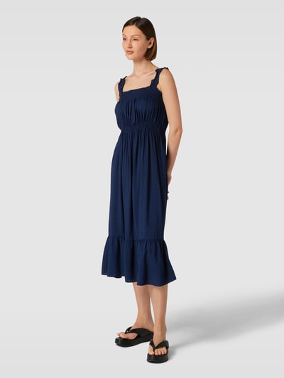 Apricot Midi-jurk van viscose met smokdetails Marineblauw - 1