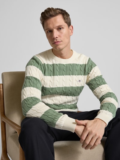 Gant Strickpullover mit Label-Stitching Schilf 3