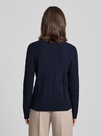 Gant Strickpullover mit Zopfmuster und Label-Stitching Dunkelblau 5