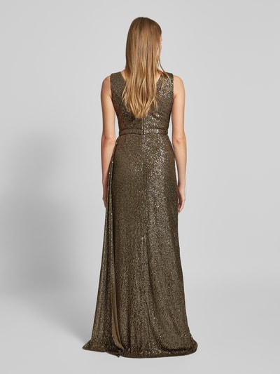 TROYDEN COLLECTION Abendkleid in Wickel-Optik Taupe 5