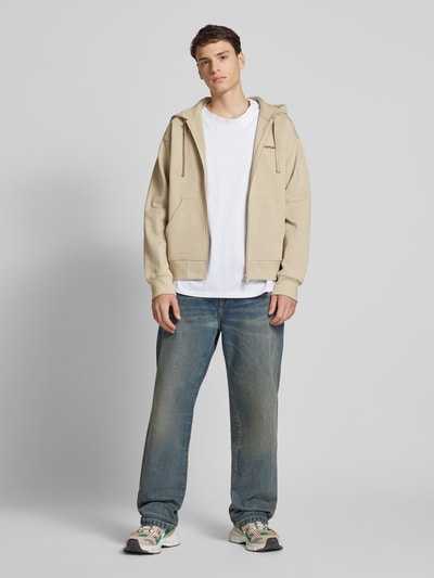 Carhartt Work In Progress Sweatjacke mit Label-Stitching Beige 1