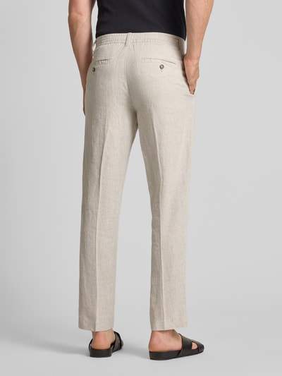 SELECTED HOMME Regular Fit Leinenhose mit Bügelfalten Modell 'LEROY' Beige 5